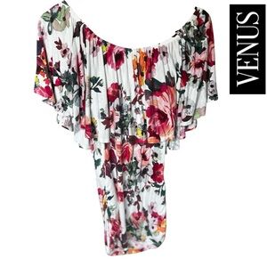Women’s VENUS Tropical Floral Ruffle Top Size Small